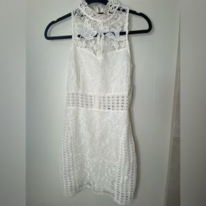 NWT Tobi High Neck White Lace Mini Dress Small